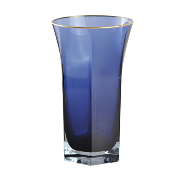 Blaues Wasserglas mit Goldrand - 6er-Set - 
