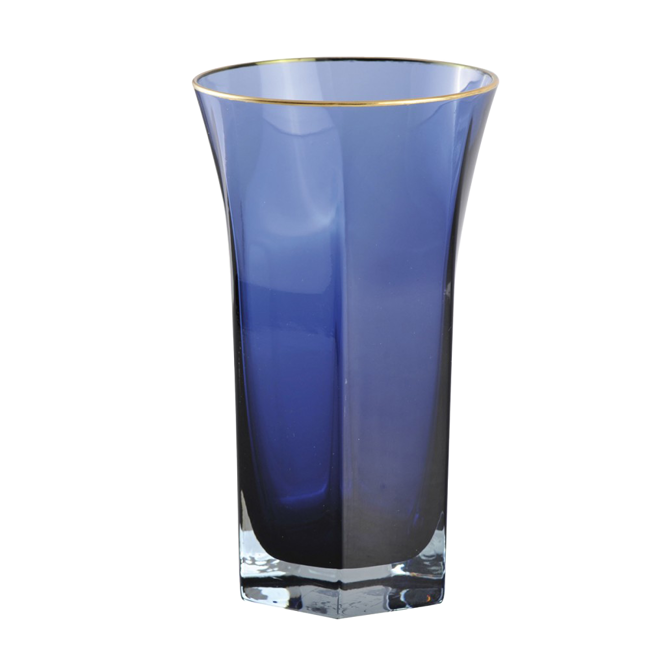 Blaues Wasserglas mit Goldrand - 6er-Set by Aulica