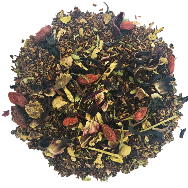 Secondo immagine del prodotto Rooïbos Grenadine in scatola di metallo - 100g by Origines Tea&Coffee