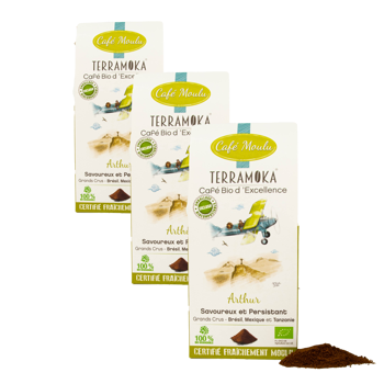 Terramoka Le Jeune Arthur 250G Moulu Aeropress - 250 G - Pack 3 × Moulu Aeropress Boîte en carton 250 g