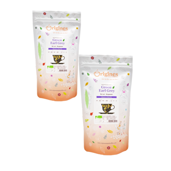 Origines Tea&Coffee The Vert Bio En - Green Earl Grey Ceylan 100G - 100 G - Pack 2 × Boîte métal 100 g