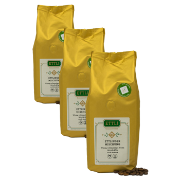 Caffè in grani - Miscela di Ettlingen - 500g - Pack 3 × Chicchi Bustina 500 g