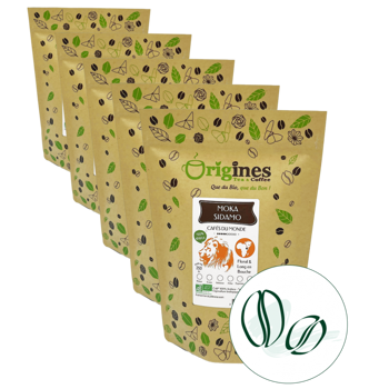Kaffeebohnen - Moka Sidamo - 250g - Pack 5 × Bohnen Beutel 250 g