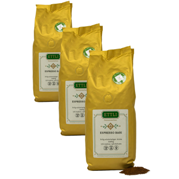 Gemahlener Kaffee - Espresso Bari - 250g - Pack 3 × Mahlgrad Filter Beutel 250 g