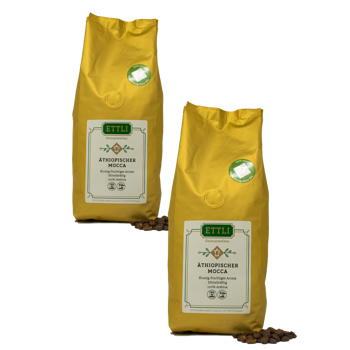 Kaffeebohnen - Äthiopischer Mocca - 1kg - Pack 2 × Bohnen Beutel 1 kg