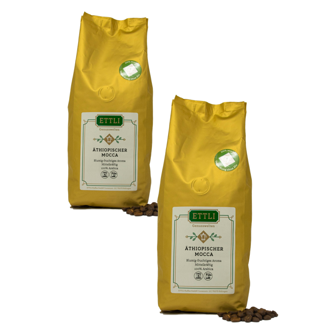 ETTLI Kaffee Café En Grains - Moka Éthiopien - 1Kg by ETTLI Kaffee