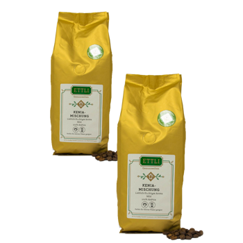 ETTLI Kaffee Café En Grains - Mélange De Kenya - 1Kg - Pack 2 × Grains Pochette 1 kg