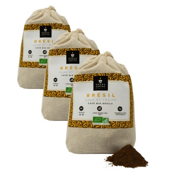 Gemahlener Kaffee - Bresil - 250 g - Pack 3 × Mahlgrad Espresso Beutel 250 g