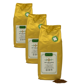 Gemahlener Kaffee - Bio Melange - 250g - Pack 3 × Mahlgrad Moka Beutel 250 g