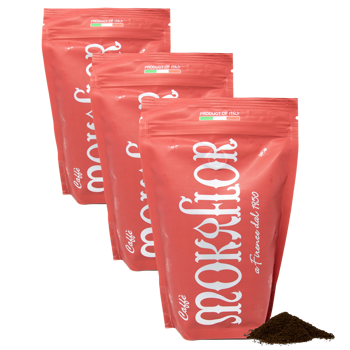 Rote Mischung 60/40 - Gemahlener Kaffee 1 kg - Pack 3 × Mahlgrad Moka Beutel 1 kg