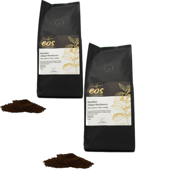 EOS Kaffeerösterei Sumatra Mandhelling Gayo Moulu Piston French Press- 1 Kg - Pack 2 × Moulu French press Pochette 1 kg