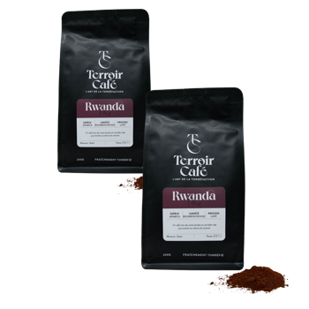 Gemahlener Kaffee - Rwanda, Titus 1kg - Pack 2 × Mahlgrad Moka Beutel 1 kg