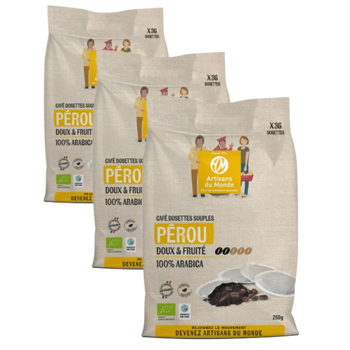 Dosettes souples - Café Pérou 100% Arabica - 250g - Pack 3 × Dosettes 250 g