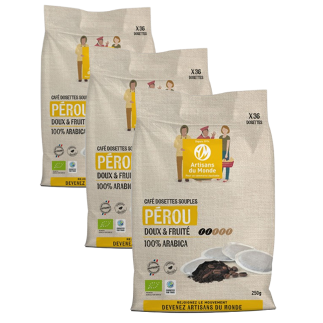 Dosettes souples - Café Pérou 100% Arabica - 250g by Artisans du Monde