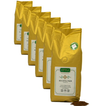 Caffè macinato - Bio ETTLI fiera - 250g - Pack 6 × Macinatura Filtro Bustina 250 g