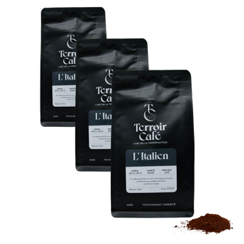 Terroir Cafe Terroir Cafe La Composition Italienne 250G Moulu Espresso - 250 G - Pack 3 × Moulu Espresso Pochette 250 g