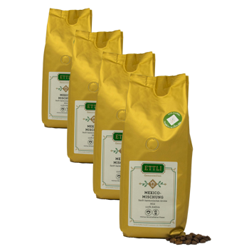 Caffè in grani - Miscela Messico - 500g - Pack 4 × Chicchi Bustina 500 g