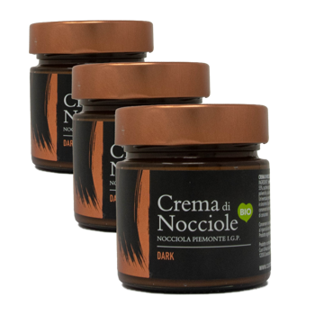 Crema di Nocciole DARK 250 g - Pack 3 × Barattolo di vetro 250 g