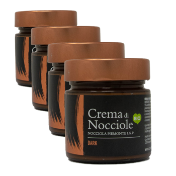 Cuor Di Nocciola Delle Langhe Creme De Noisettes Dark 250 G Bocal En Verre 250 G - Pack 4 × Bocal en verre 250 g