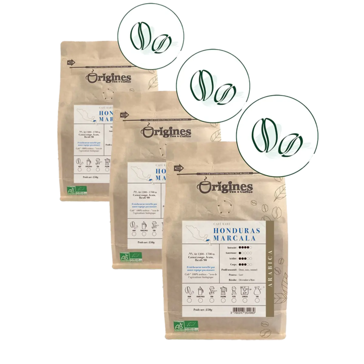 Origines Tea&Coffee Cafè En Grains - Honduras Marcala - 250G by Origines Tea&Coffee