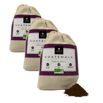 Gemahlener Kaffee - Guatemala - 250 g - Pack 3 × Gemahlener Bio-Kaffee von hoher Qualität.
