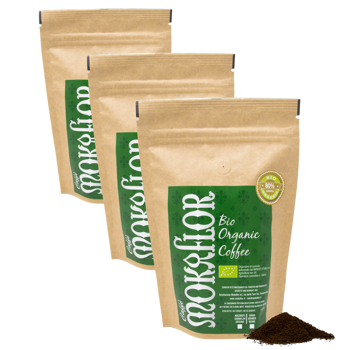 Miscela 80/20 Bio - Caffè macinato 250 g - Pack 3 × Macinatura Moka Bustina 250 g