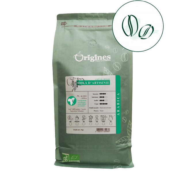 Origines Tea&Coffee Cafè En Grains - Moka D'Abyssinie - 1Kg by Origines Tea&Coffee