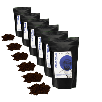 Roestkaffee Cafe Du Guatemala Moulu Piston French Press- 250 G - Pack 6 × Moulu French press Pochette 250 g