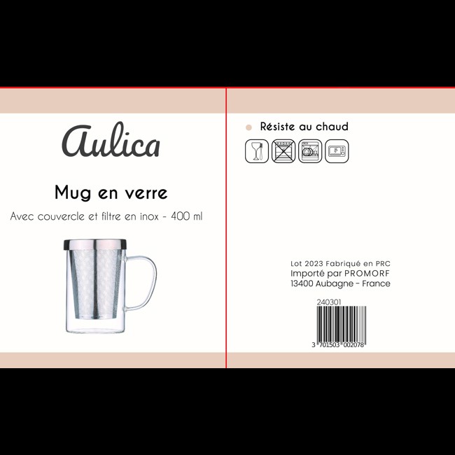 Terzo immagine del prodotto Tazza da 400 ml con coperchio e filtro in acciaio inox by Aulica