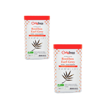 Origines Tea&Coffee Rooibos Earl Grey En - Afrique Du Sud 100G - 100 G - Pack 2 × Boîte métal 100 g