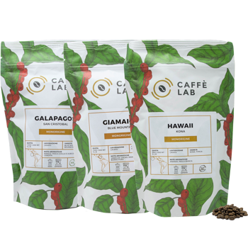 Coffee of the world box: Hawaii Kona, Giamaica Blue Mountain, Galapagos San Cristobal Bio - Grains - Coffret découverte 750 g