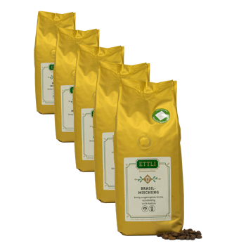 Caffè in grani - Miscela Brasile - 250g - Pack 5 × Chicchi Bustina 250 g