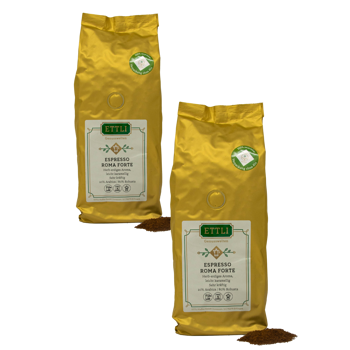 Caffè macinato - Espresso Roma Forte - 1kg - Pack 2 × Macinatura French press Bustina 1 kg