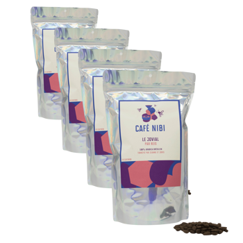 Le Jovial par Rancho - Caffè in grani 200 g - Pack 4 × Chicchi Bustina 200 g
