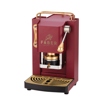 FABER Kaffeepadmaschine - Pro Mini Deluxe Cherry Red vermessingt 1,3 l - ESE (44mm) kompatibel