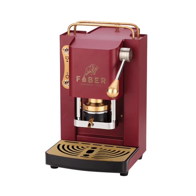 FABER Kaffeepadmaschine - Pro Mini Deluxe Cherry Red vermessingt 1,3 l by Faber