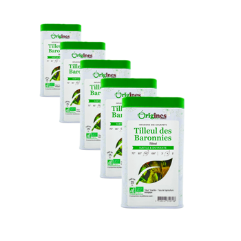 Infusion Bio Tilleul des Barronies in scatola di metallo - 20g - Pack 5 × Scatola di metallo 20 g