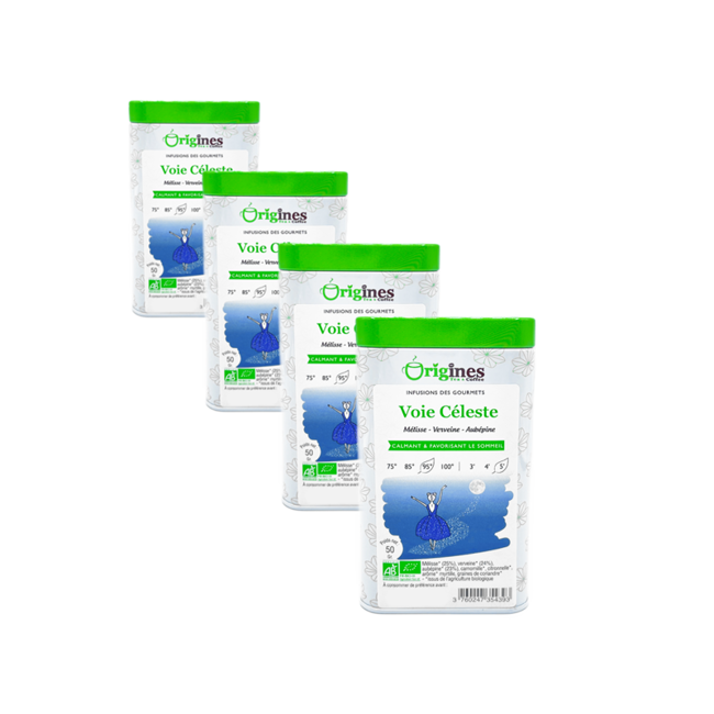 Infusion Bio Voie Céleste Metall-Box - 80g by Origines Tea&Coffee