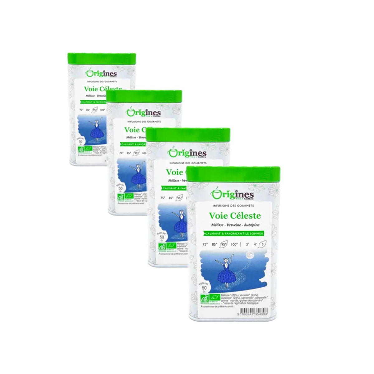 Infusion Bio Voie Céleste Metall-Box - 80g by Origines Tea&Coffee