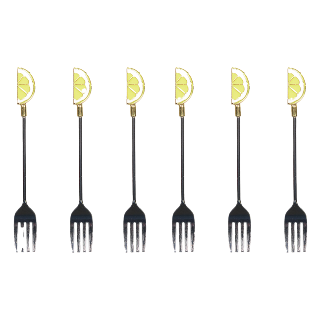 Set aus 6 Dessertgabeln im Zitronen-Design by Aulica