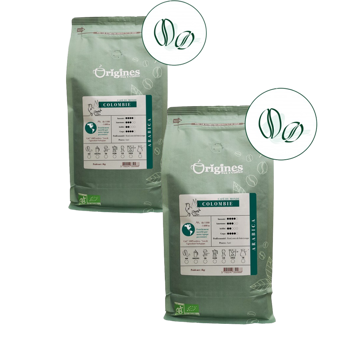 Origines Tea&Coffee Cafè En Grains - Colombie - 1Kg - Pack 2 × Grains Pochette 1 kg