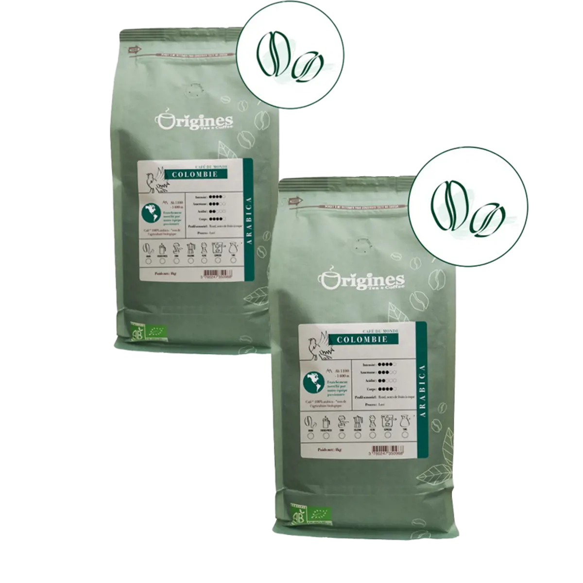 Origines Tea&Coffee Cafè En Grains - Colombie - 1Kg by Origines Tea&Coffee