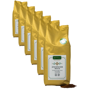 Caffè macinato - Moka etiope - 250g - Pack 6 × Macinatura Aeropress Bustina 250 g