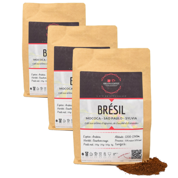 Arlo's Coffee - Bresil Moulu Piston French Press- 250 G - Pack 3 × Moulu French press Pochette 250 g