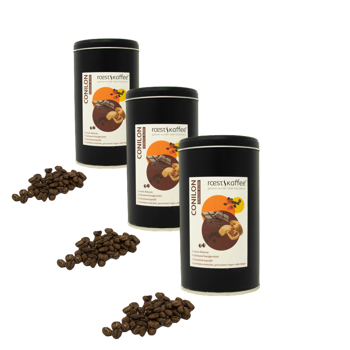 Conilon - Espresso Robusta - Pack 3 × Chicchi Scatola di metallo 500 g