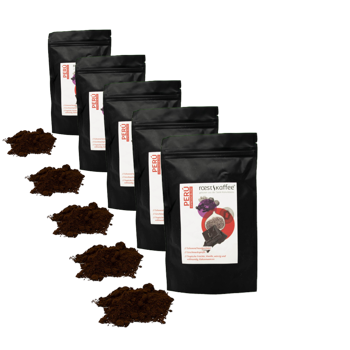 Perù - Miscela Espresso - Pack 5 × Macinatura Espresso Bustina 250 g