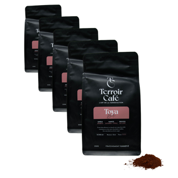 Gemahlener Kaffee - Bali, Toya - 250g - Pack 5 × Mahlgrad Espresso Beutel 250 g