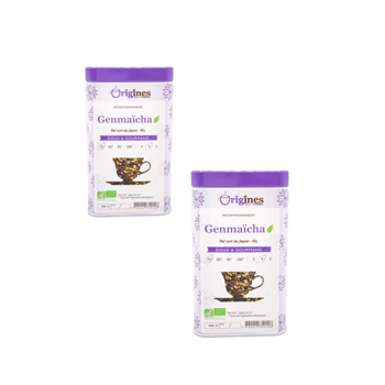 Origines Tea&Coffee The Vert Bio En - Genmaicha Japon 100G Canette 100 G - Pack 2 × Boîte métal 100 g