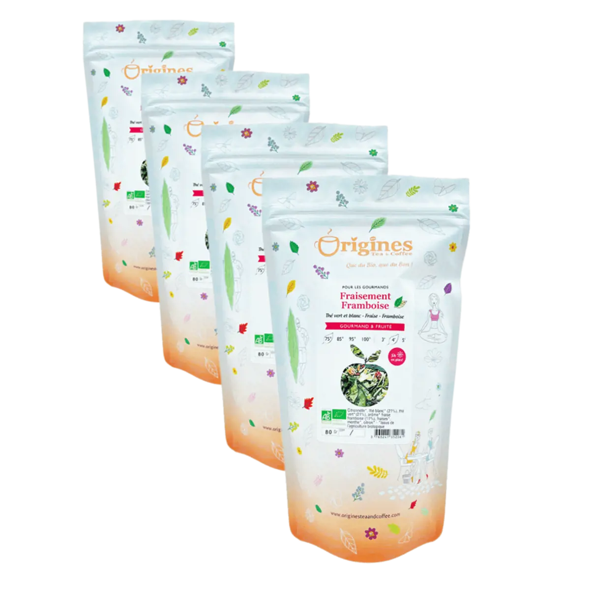 Origines Tea&Coffee The Blanc Bio En Sachet Fraisement Framboise Chine 80G - 80 G by Origines Tea&Coffee