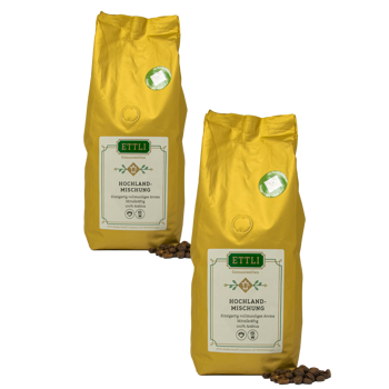 Kaffeebohnen - Hochland-Mischung - 500g - Pack 2 × Bohnen Beutel 500 g